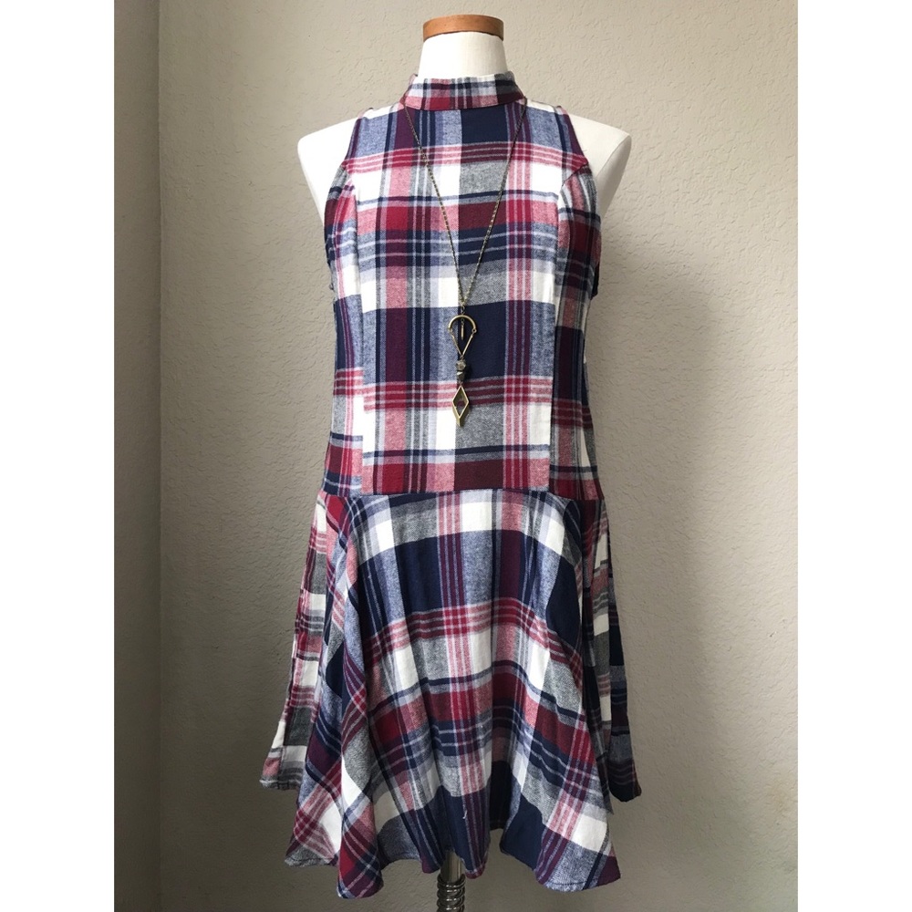 Plaid Mock Neck Dress